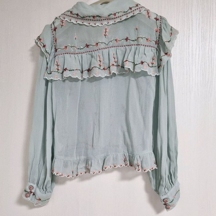 자라 플라워 블라우스 XS / 자수 아플리케 청순 여리여리 레이스 시스루 이미지