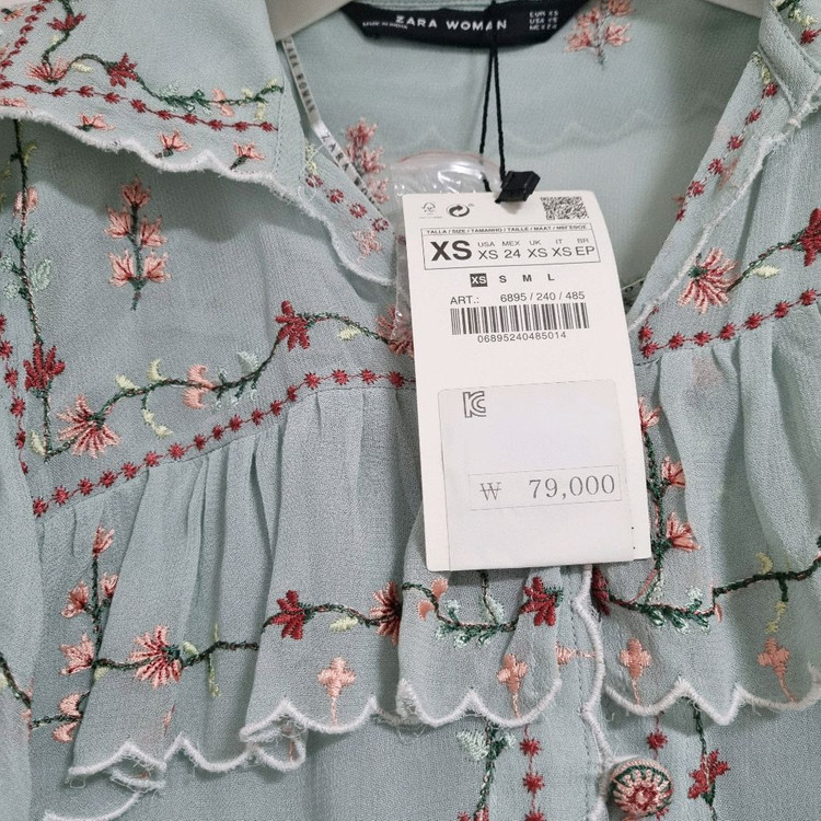 자라 플라워 블라우스 XS / 자수 아플리케 청순 여리여리 레이스 시스루 이미지