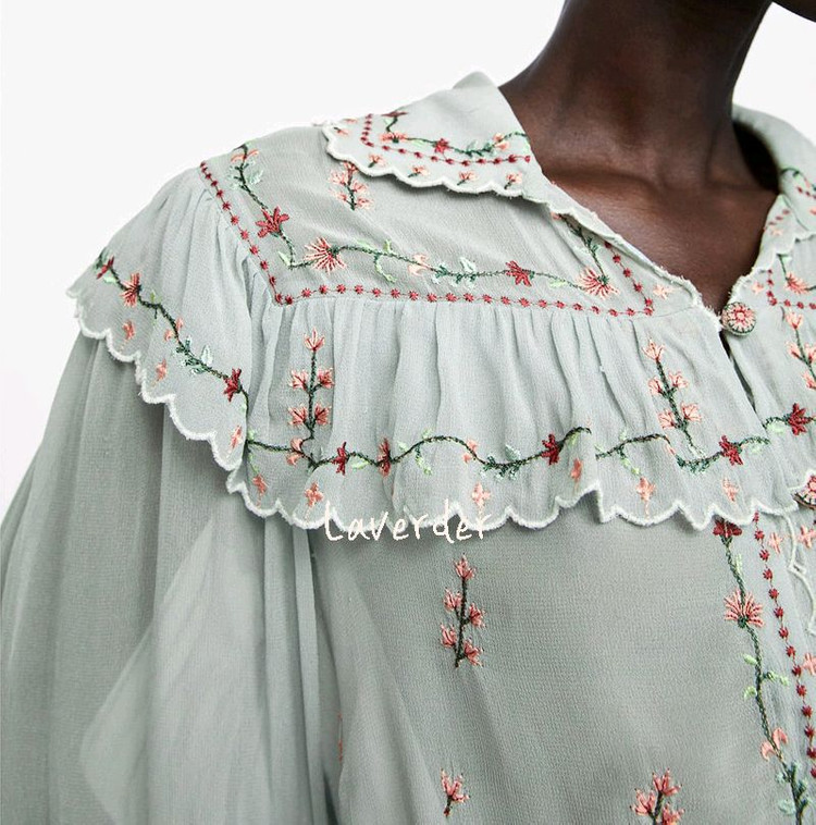 자라 플라워 블라우스 XS / 자수 아플리케 청순 여리여리 레이스 시스루 이미지