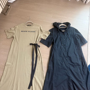 지컷 면 롱 원피스 & 네이비 후드 롱 원피스 이미지