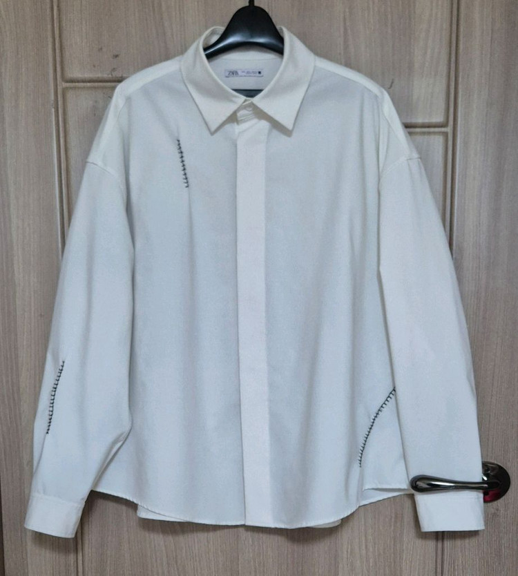 자라 옴므 콘트라스트 스티치 오버셔츠 (남성)L 이미지