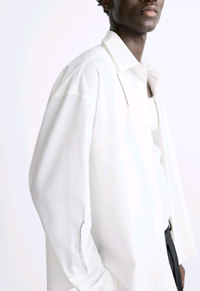 자라 옴므 콘트라스트 스티치 오버셔츠 (남성)L 이미지