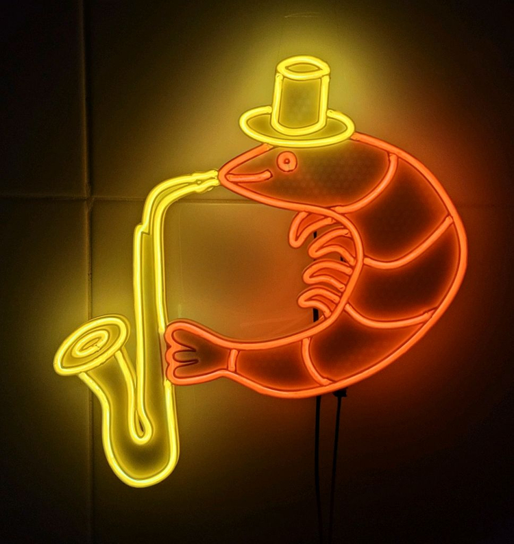 새우 색소폰 네온사인 led 램프 무드등 조명 이미지