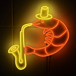새우 색소폰 네온사인 led 램프 무드등 조명 이미지
