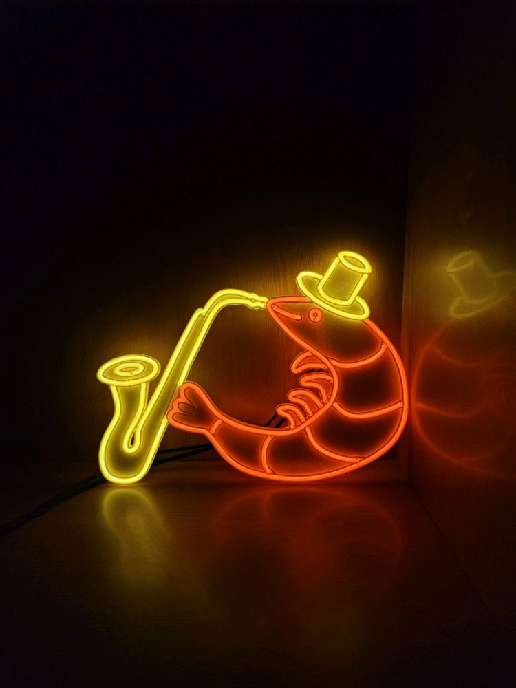 새우 색소폰 네온사인 led 램프 무드등 조명 이미지