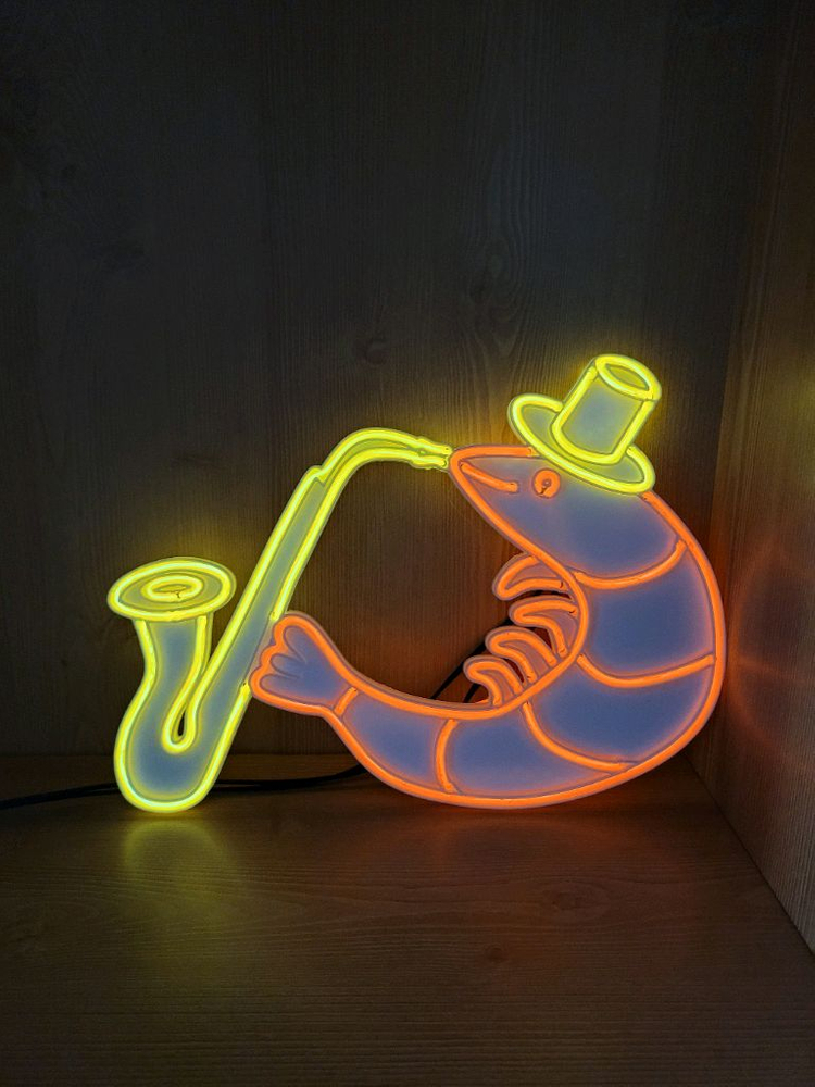 새우 색소폰 네온사인 led 램프 무드등 조명 이미지