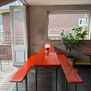 빈티지 오렌지 비어테이블 & 벤치 세트 (총 3세트 보유 / 220cm 대형) 이미지