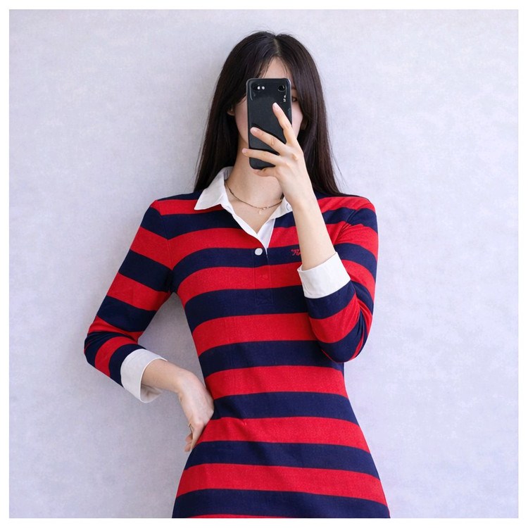 Y2K 타미힐피거클래식Tommy Hilfiger스트라이프 카라 원피스 이미지