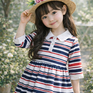 여아 플라워 챙 밀짚모자 (거의새상품) 이미지