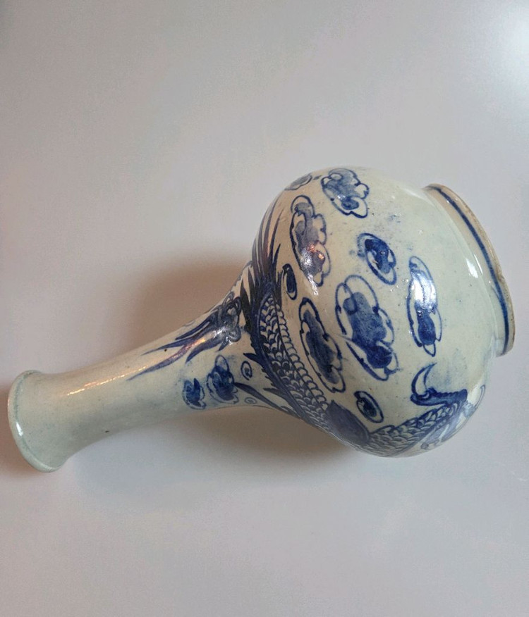 대구골동품 조선말기 관요사기 청화백자 운용문주병 이미지