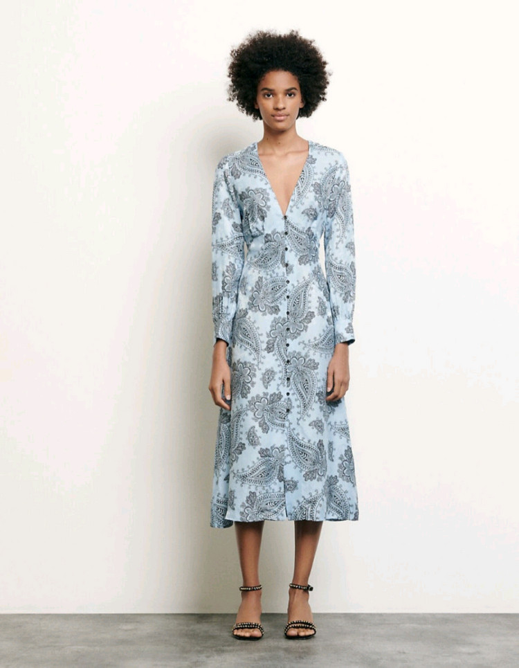 산드로 페이즐리 실크블렌드 원피스 36사이즈(새상품) 이미지