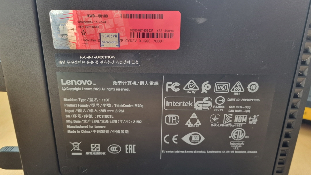 레노바 미니PC lenvo 11DT i5-10400T DDR4 8GB SSD 250GB 속도 아주 빨라요 이미지