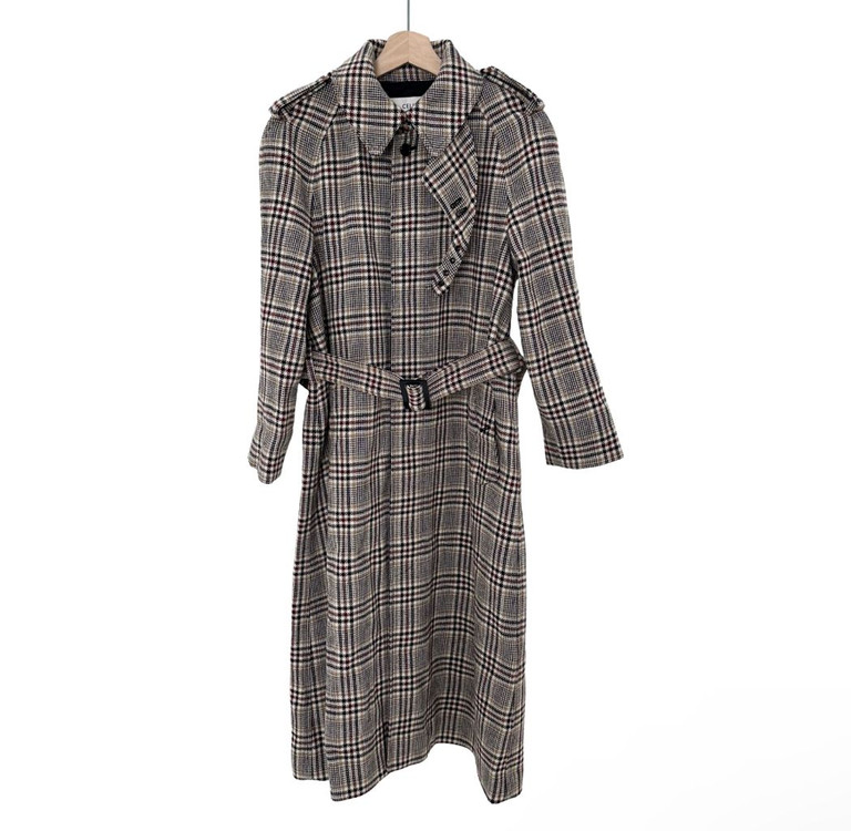 [34] CELINE 셀린느 여성 프린스 오브 케일 체크 울 트렌치 코트 이미지