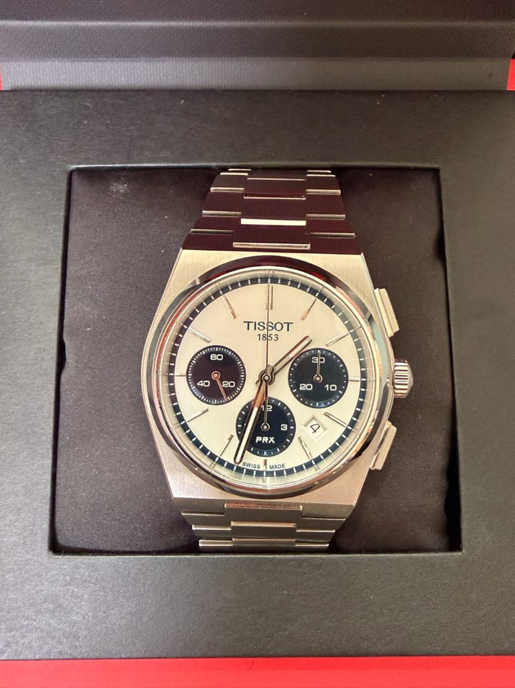 티쏘 prx 크로노그래프 + 가죽 스트랩 포함 이미지