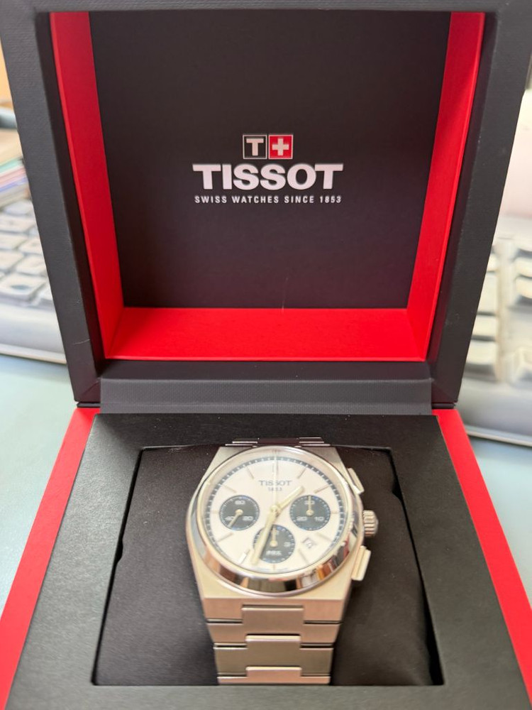 티쏘 prx 크로노그래프 + 가죽 스트랩 포함 이미지