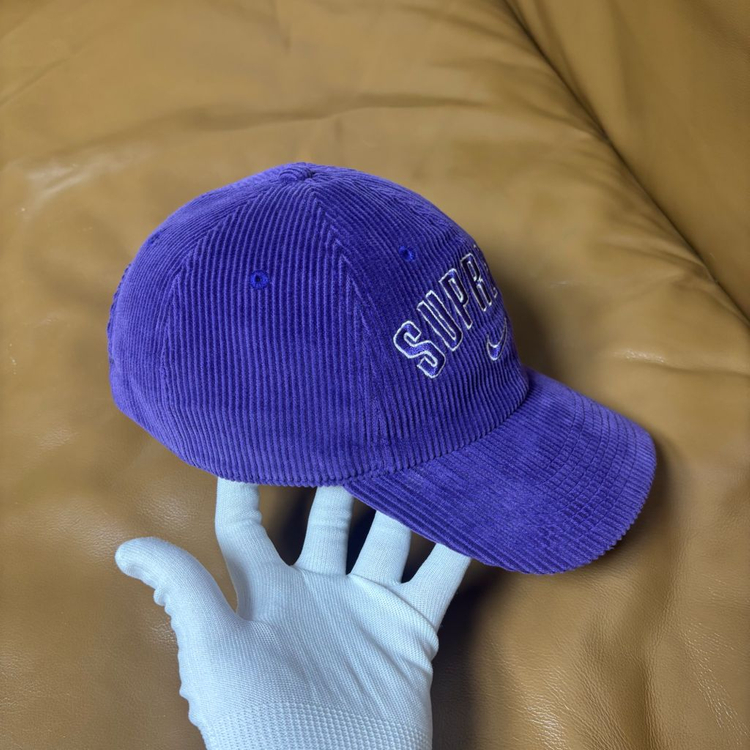 슈프림 나이키 6패널 볼캡 모자 아크 로고 코듀로이 퍼플 이미지