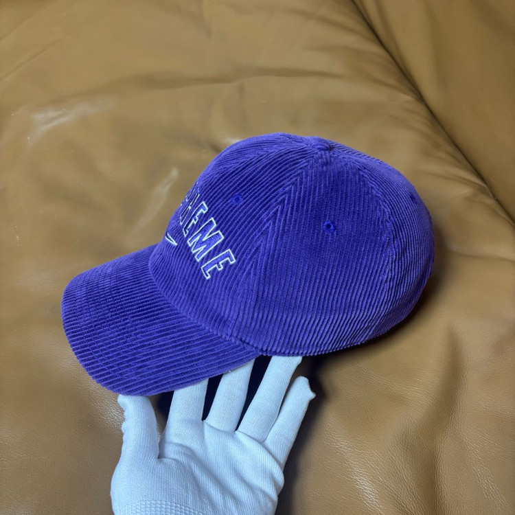 슈프림 나이키 6패널 볼캡 모자 아크 로고 코듀로이 퍼플 이미지