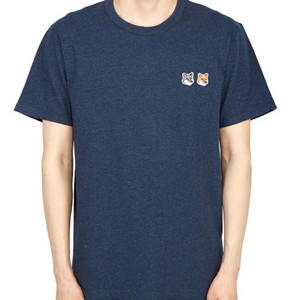 메종키츠네 더블 폭스헤드 티셔츠 (네이비, XXL) 이미지