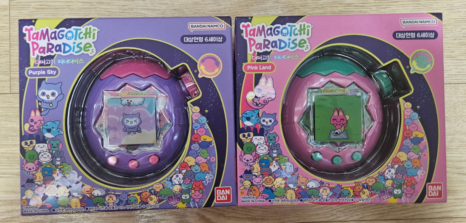 다마고치 파라다이스 퍼플+핑크 미개봉 새상품 일괄로 판매합니다. 이미지