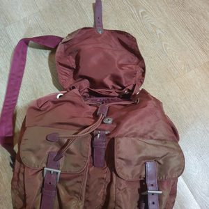 PRADA 명품 프라다(이탈리아 정품)벨라 포코노라 지적인 레드와인 빈티지 투포켓백팩 책가방 에코백 캔버스백팩 이미지