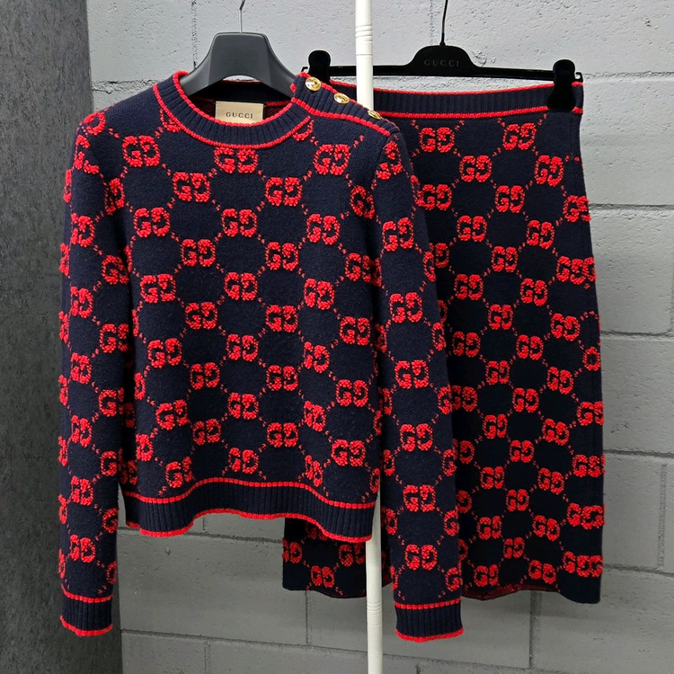 백화점판 / 구찌 GG 자카드 부클레 금장 니트 스커트 셋업 여성S 이미지