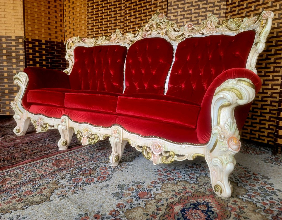 *소파맨*수입엔틱*벨벳*3인용 소파. 이미지