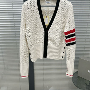 톰브라운 4 바 케이블 포인텔 스티치 메리노 울 가디건