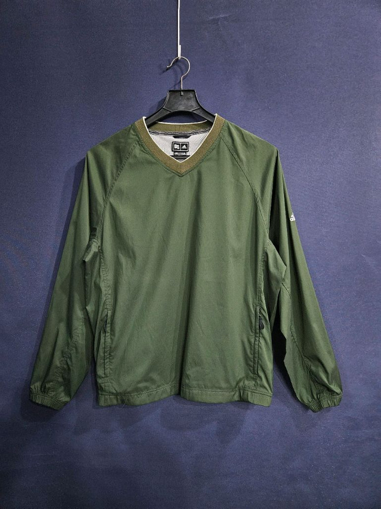 아디다스 올드스쿨 다크그린 남성 오버핏 95~100 브이넥 바람막이 웜업 이미지