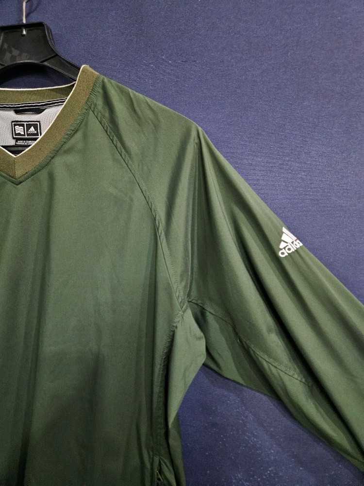아디다스 올드스쿨 다크그린 남성 오버핏 95~100 브이넥 바람막이 웜업 이미지