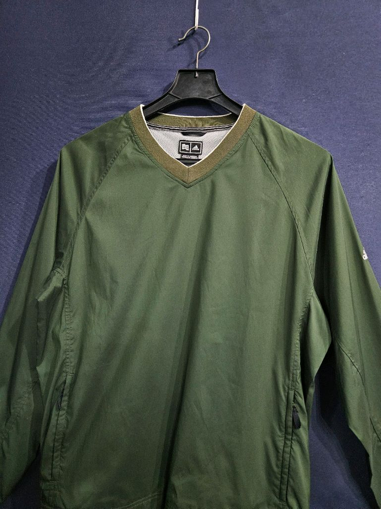 아디다스 올드스쿨 다크그린 남성 오버핏 95~100 브이넥 바람막이 웜업 이미지