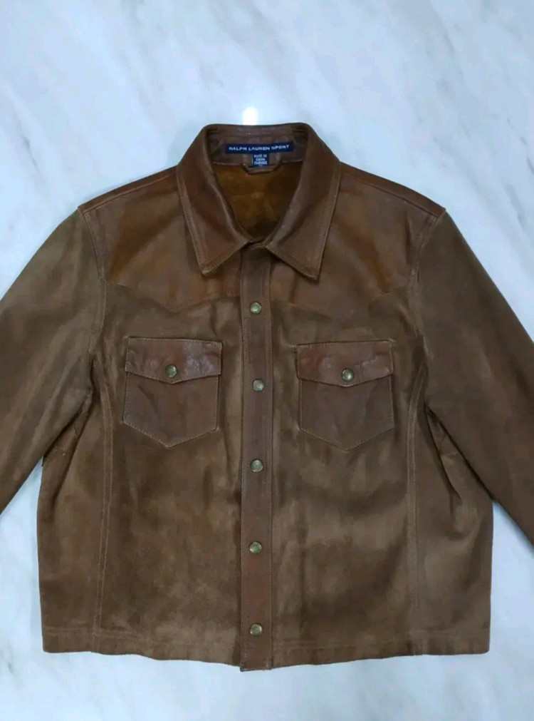 [비싼겁니다 정품] 폴로 랄프로렌 스포츠 셔츠형 가죽자켓 L 사이즈 (발망 아미리 디스쿼어드2) 이미지