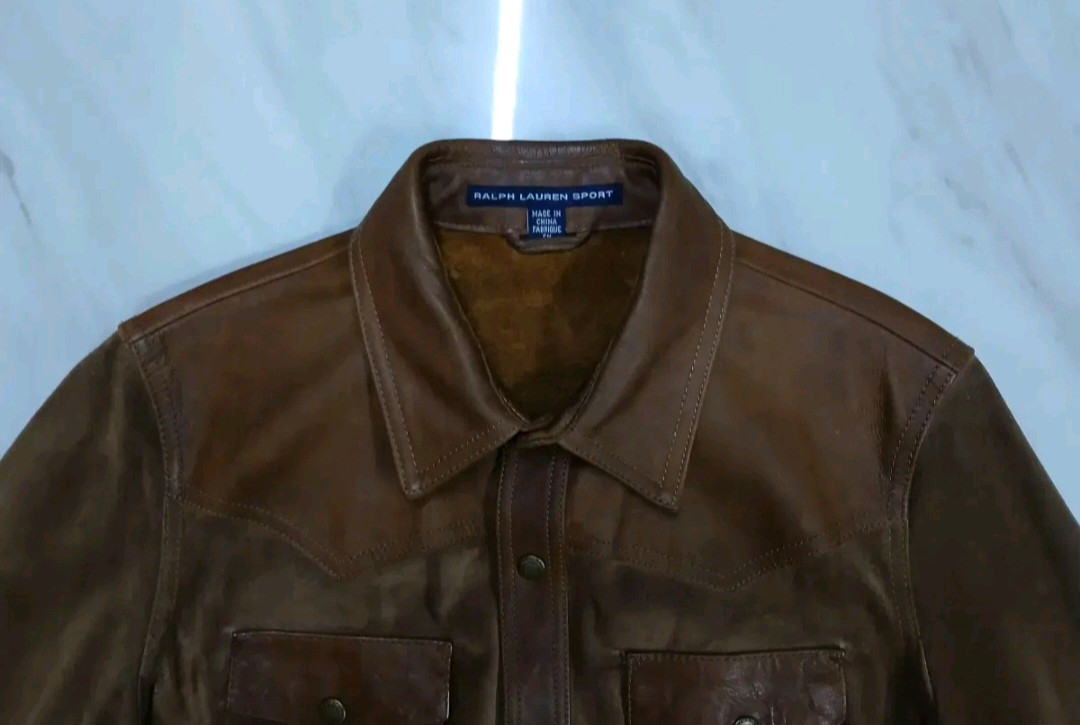 [비싼겁니다 정품] 폴로 랄프로렌 스포츠 셔츠형 가죽자켓 L 사이즈 (발망 아미리 디스쿼어드2) 이미지