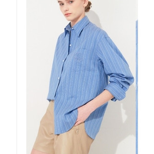 타임 time 자수 디테일 스트라이프 셔츠 프리사이즈 정품 이미지