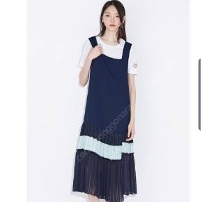 럭키슈에뜨 컬러 블록 플리츠 원피스 36 사이즈 정품 이미지