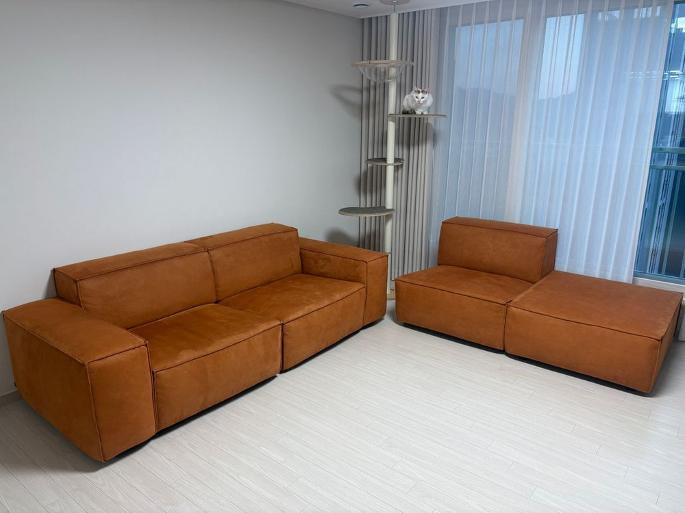 시스디자인 테라 브루투스 레더 패브릭 소파 판매합니다(텐저린 색상) 이미지