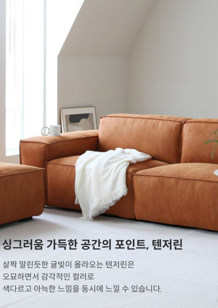 시스디자인 테라 브루투스 레더 패브릭 소파 판매합니다(텐저린 색상) 이미지