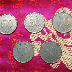 1988년 50원 동전 5개 일괄 이미지