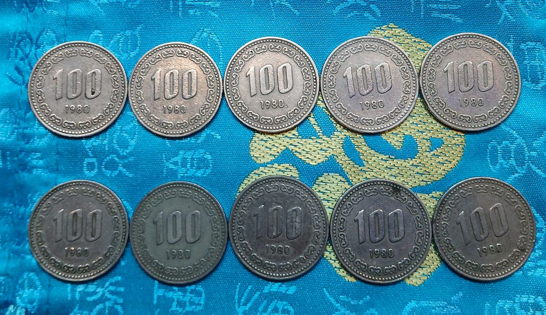 1980년 100원 동전 10개 일괄 이미지