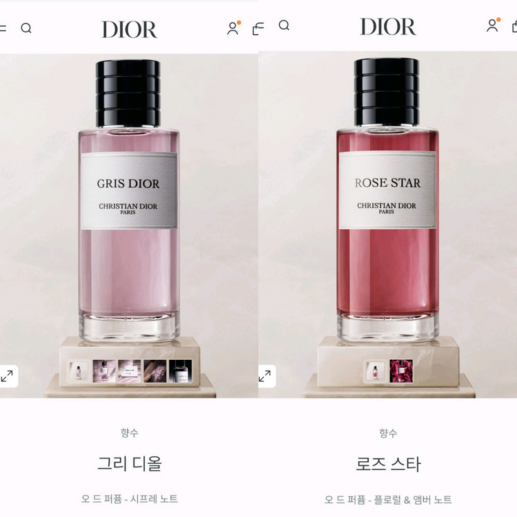 그리 디올 로즈 스타 오 드 퍼퓸 라 콜렉시옹 프리베 크리스챤 디올 아이코닉 향수 시프레 플로럴 앰버 이미지