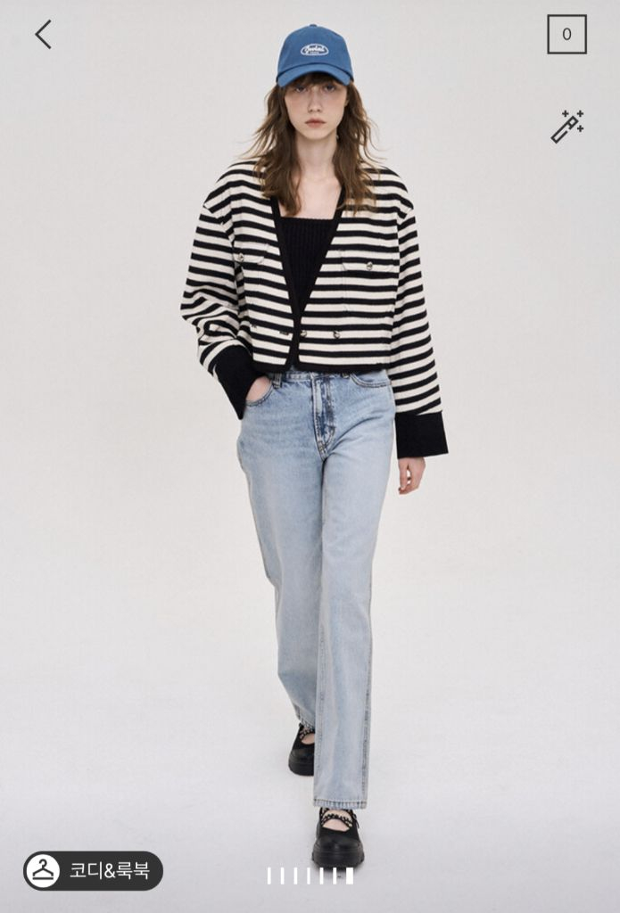 (새상품) 한섬 system 시스템 스트라이프 니트 자켓/ 가디건 자켓, 크롭자켓 이미지