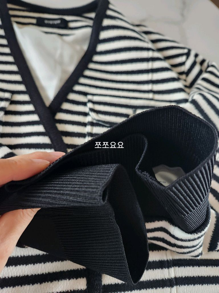 (새상품) 한섬 system 시스템 스트라이프 니트 자켓/ 가디건 자켓, 크롭자켓 이미지