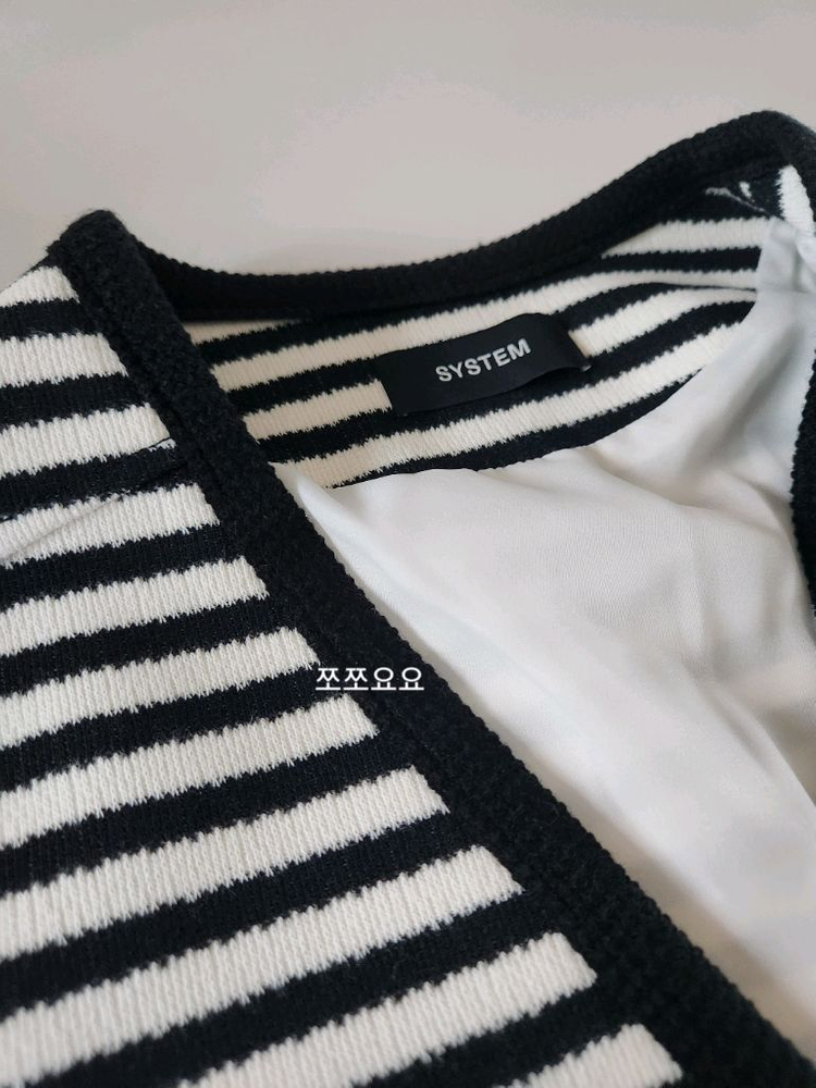(새상품) 한섬 system 시스템 스트라이프 니트 자켓/ 가디건 자켓, 크롭자켓 이미지