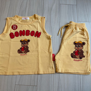 (상태최상) 베베드피노 곰돌이 여름 상하복, 100/90 사이즈 이미지