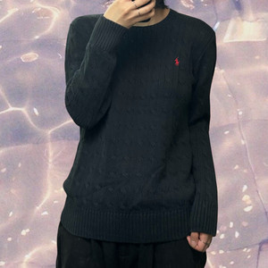 폴로 랄프로렌 신형 보이즈 꽈배기 니트 블랙 L 이미지