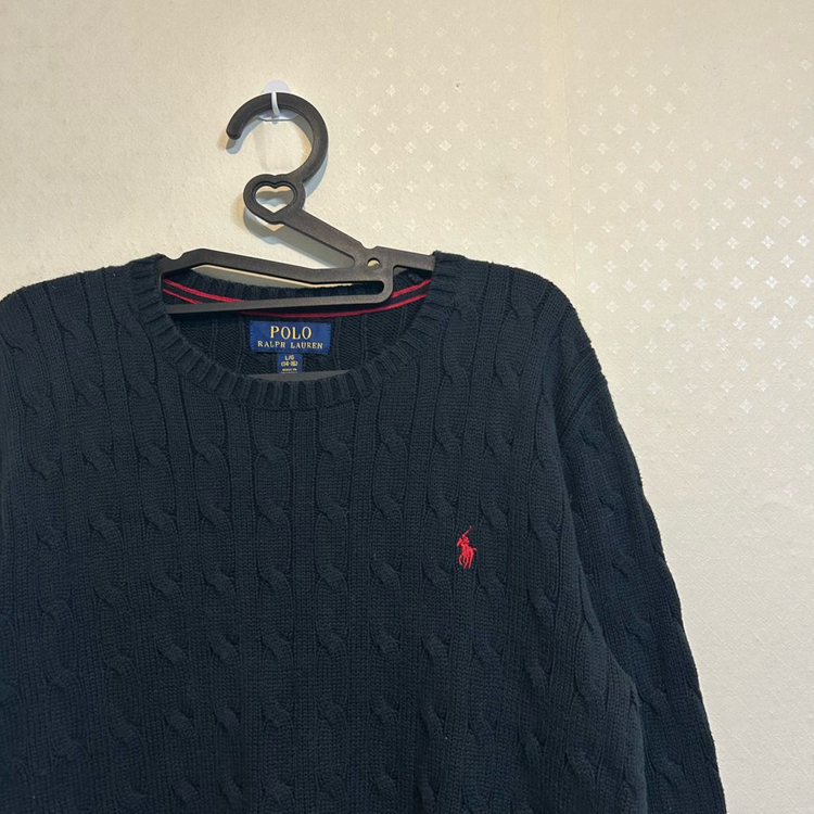 폴로 랄프로렌 신형 보이즈 꽈배기 니트 블랙 L 이미지