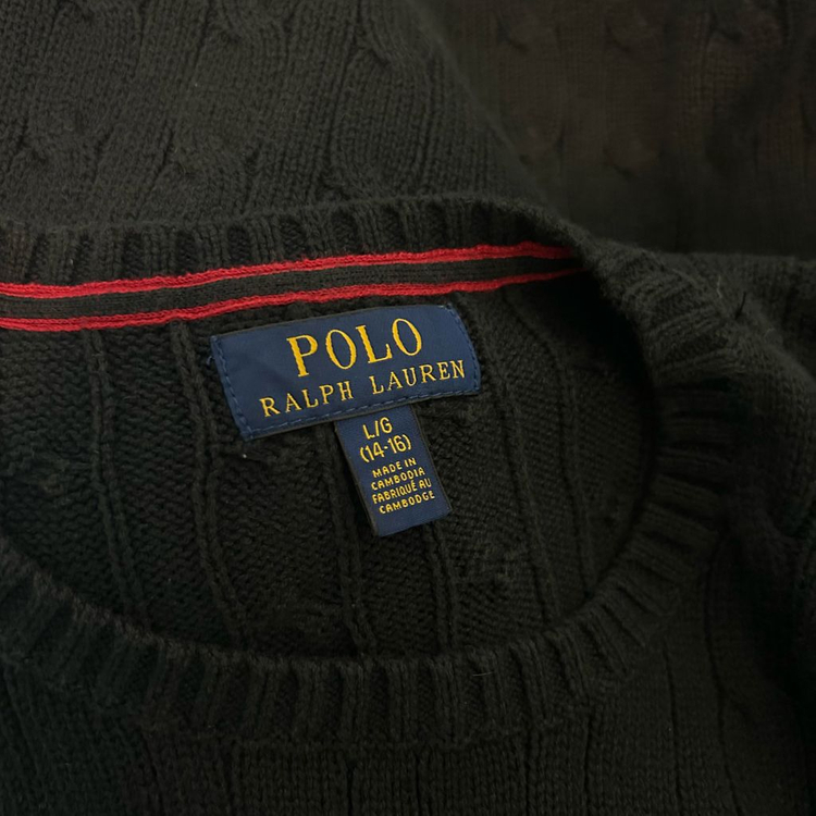 폴로 랄프로렌 신형 보이즈 꽈배기 니트 블랙 L 이미지