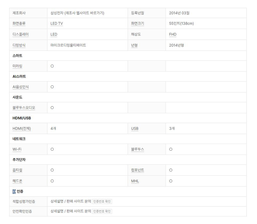 삼성 55인치 LED TV 풀HD 커버드 un55h8000af 이미지