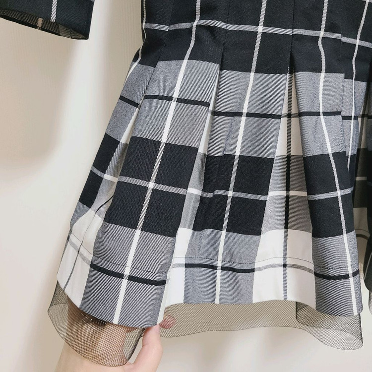 여성55 s 스몰 2사이즈 DKNY 체크 플레어 원피스 봄 가을 블랙 앤 화이트 한섬 하객룩 면원피스 명품 여성복 이미지