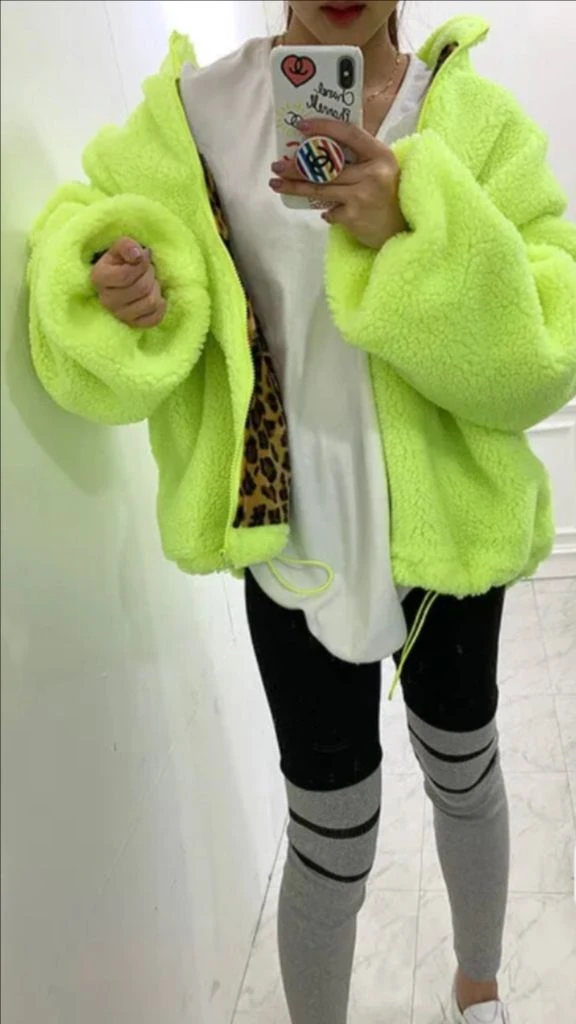 새상품/형광 호피 양털 후리스 이미지
