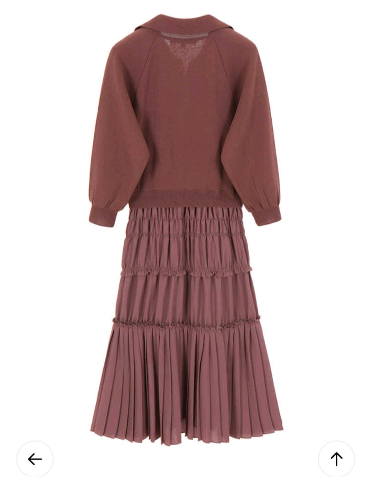 온앤온 오픈칼라니트 티어드 플리츠 원피스 55사이즈 이미지